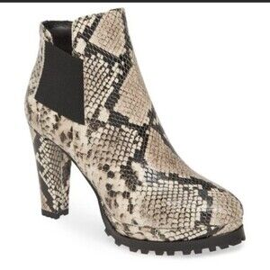 ALL SAINTS Ankle Boot Womens Bootie Size 8 Sarris Nude Snake Print Made in Italy